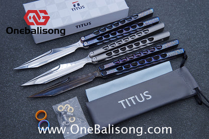 TITUS Fiore Clone Balisong Titanium Alloy Handle VG10 Stainless Steel Fake Blade Bushing