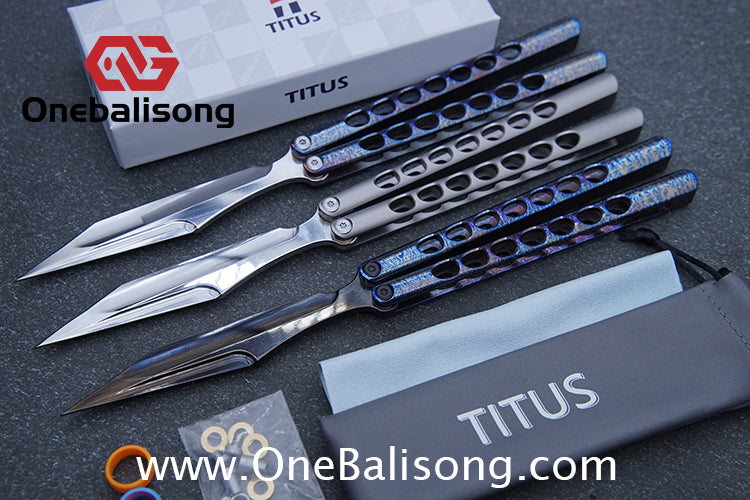 TITUS Fiore Clone Balisong Titanium Alloy Handle VG10 Stainless Steel Fake Blade Bushing