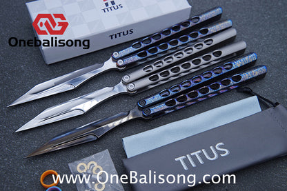 TITUS Fiore Clone Balisong Titanium Alloy Handle VG10 Stainless Steel Fake Blade Bushing