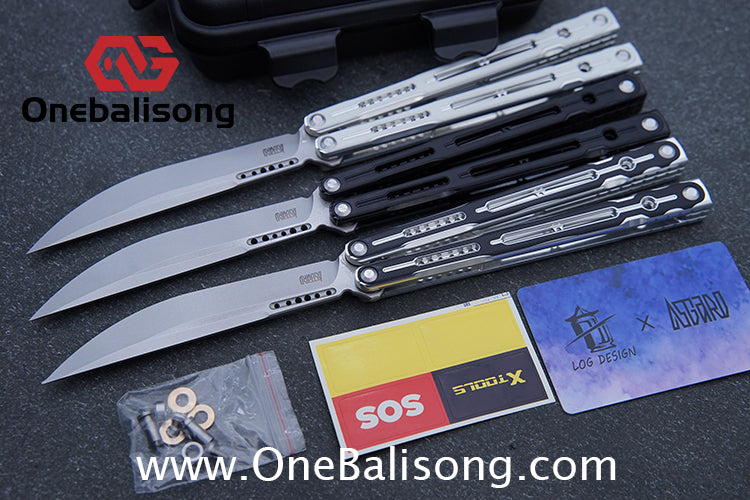 LOG & Asgard Lyra Balisong Aluminum Alloy Handle G10 paster Stainless Steel Fake Blade Sandwich Structure Bushing