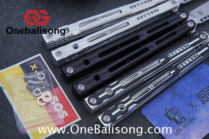 Log & Asgard Lyra V2 Balisong Aluminum Alloy Handle G10 paster Stainless Steel Fake Blade Sandwich Structure Bushing