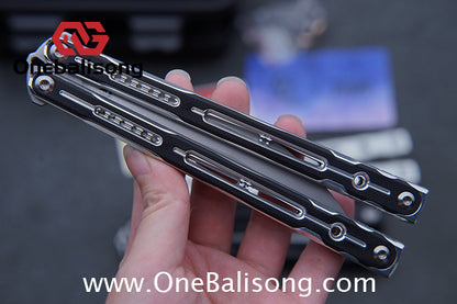 Log & Asgard Lyra V2 Balisong Aluminum Alloy Handle G10 paster Stainless Steel Fake Blade Sandwich Structure Bushing