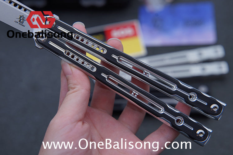 LOG & Asgard Lyra Balisong Aluminum Alloy Handle G10 paster Stainless Steel Fake Blade Sandwich Structure Bushing