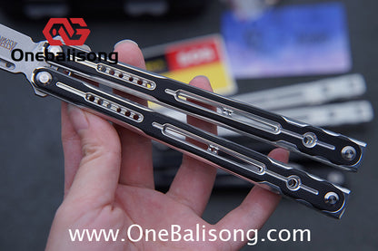 Log & Asgard Lyra V2 Balisong Aluminum Alloy Handle G10 paster Stainless Steel Fake Blade Sandwich Structure Bushing