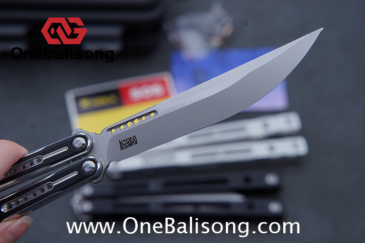 LOG & Asgard Lyra Balisong Aluminum Alloy Handle G10 paster Stainless Steel Fake Blade Sandwich Structure Bushing