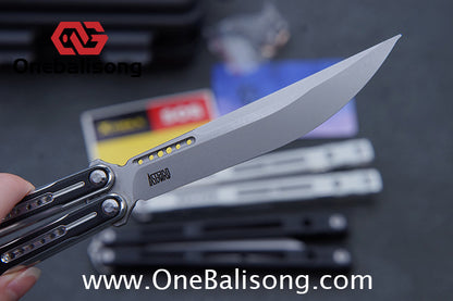 Log & Asgard Lyra V2 Balisong Aluminum Alloy Handle G10 paster Stainless Steel Fake Blade Sandwich Structure Bushing