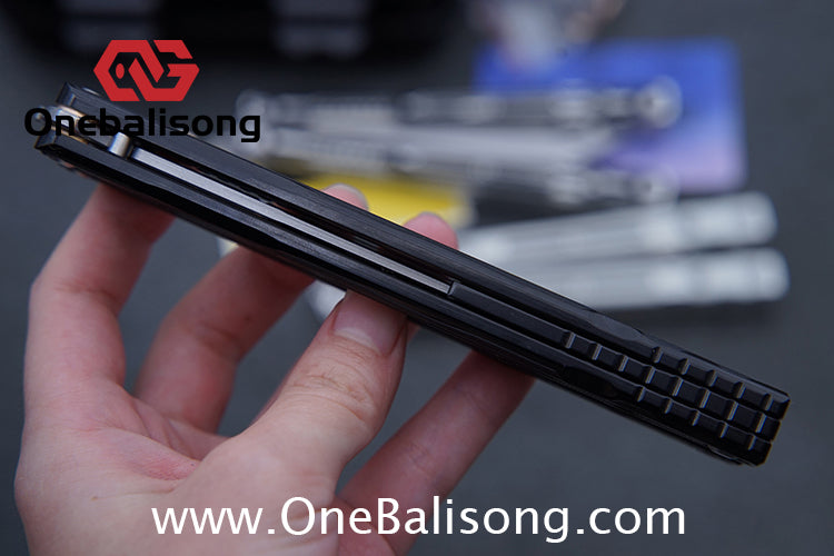 LOG & Asgard Lyra Balisong Aluminum Alloy Handle G10 paster Stainless Steel Fake Blade Sandwich Structure Bushing