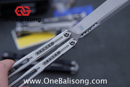 Log & Asgard Lyra V2 Balisong Aluminum Alloy Handle G10 paster Stainless Steel Fake Blade Sandwich Structure Bushing