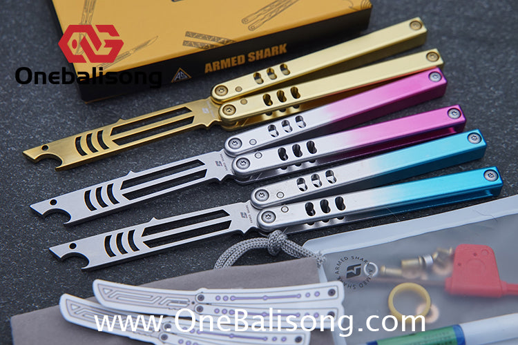Armed Shark Mini Mako Balisong Clone 6061 Aviation Aluminum Handle 5CR15 Stainless Steel Trainer Blade
