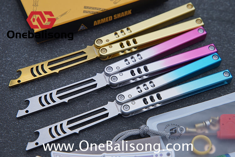 Armed Shark Mini Mako Balisong Clone 6061 Aviation Aluminum Handle 5CR15 Stainless Steel Trainer Blade