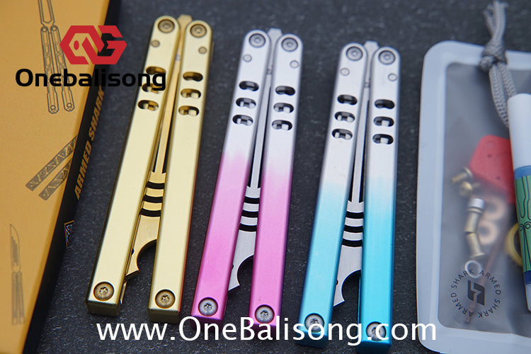 Armed Shark Mini Mako Balisong Clone 6061 Aviation Aluminum Handle 5CR15 Stainless Steel Trainer Blade