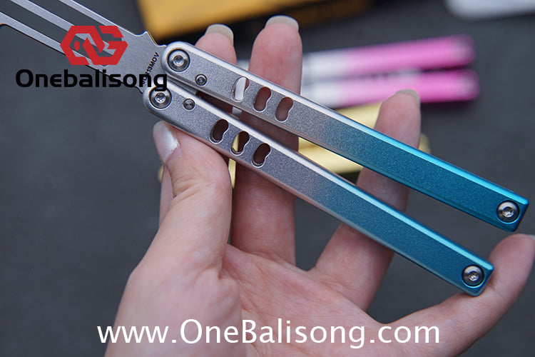 Armed Shark Mini Mako Balisong Clone 6061 Aviation Aluminum Handle 5CR15 Stainless Steel Trainer Blade
