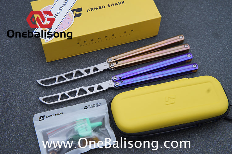 ARMED SHARK Sasaki/Sasori Balisong Clone TC4 Titanium Alloy Handle 14C28N MOV/5CR15 Stainless Steel Blade Bushing
