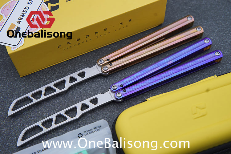 ARMED SHARK Sasaki/Sasori Balisong Clone TC4 Titanium Alloy Handle 14C28N MOV/5CR15 Stainless Steel Blade Bushing