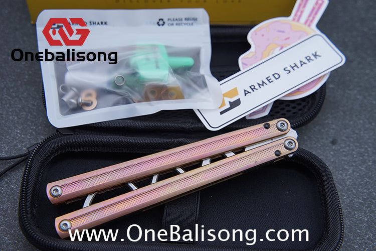 ARMED SHARK Sasaki/Sasori Balisong Clone TC4 Titanium Alloy Handle 14C28N MOV/5CR15 Stainless Steel Blade Bushing