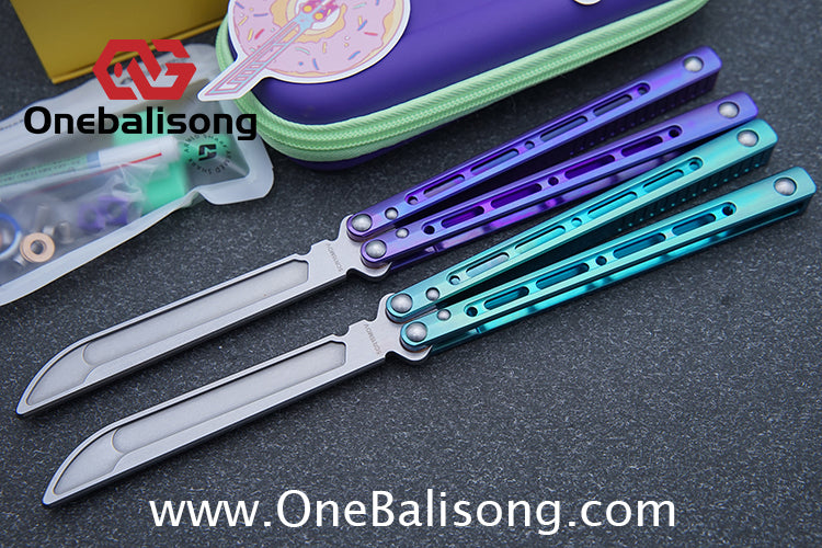 ARMED SHARK MASHIN Balisong Clone TC4 Titanium Alloy Handle 5CR15 Stainless Steel Blade Bushing