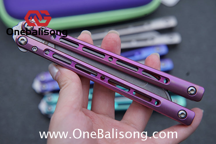 ARMED SHARK MASHIN Balisong Clone TC4 Titanium Alloy Handle 5CR15 Stainless Steel Blade Bushing
