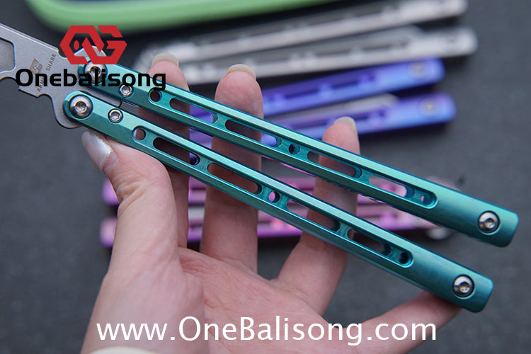 ARMED SHARK MASHIN Balisong Clone TC4 Titanium Alloy Handle 5CR15 Stainless Steel Blade Bushing