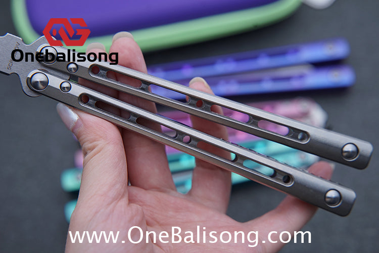 ARMED SHARK MASHIN Balisong Clone TC4 Titanium Alloy Handle 5CR15 Stainless Steel Blade Bushing
