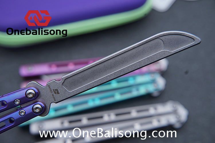 ARMED SHARK MASHIN Balisong Clone TC4 Titanium Alloy Handle 5CR15 Stainless Steel Blade Bushing