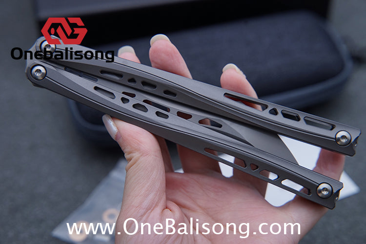 TUYAKNIFE Jormungandr Balisong TC4 Titanium Alloy Handle M390 Stainless Steel Blade Bushing