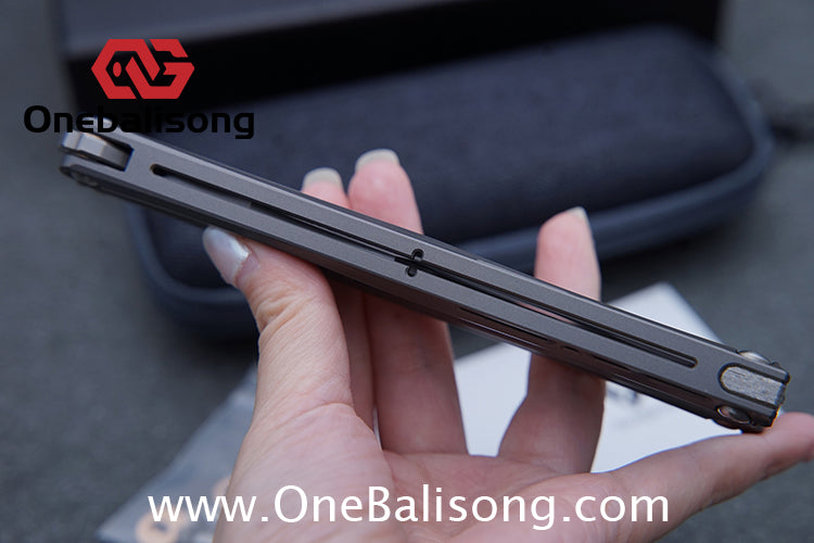 TUYAKNIFE Jormungandr Balisong TC4 Titanium Alloy Handle M390 Stainless Steel Blade Bushing
