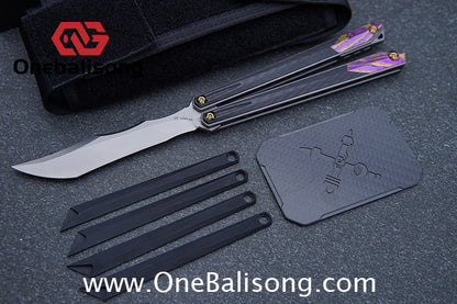 To Follow Crisis Balisong Titanium-6AI-4V Handle M390 Stainless Steel Blade Bushing
