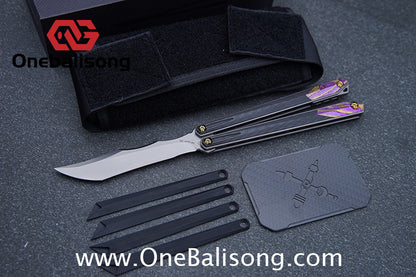 To Follow Crisis Balisong Titanium-6AI-4V Handle M390 Stainless Steel Blade Bushing