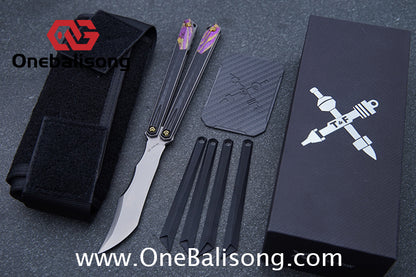 To Follow Crisis Balisong Titanium-6AI-4V Handle M390 Stainless Steel Blade Bushing