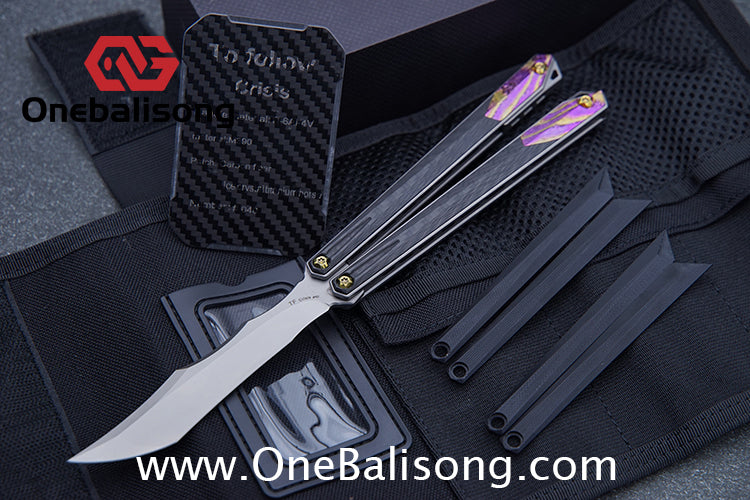 To Follow Crisis Balisong Titanium-6AI-4V Handle M390 Stainless Steel Blade Bushing