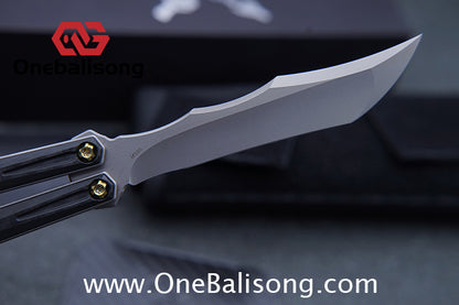 To Follow Crisis Balisong Titanium-6AI-4V Handle M390 Stainless Steel Blade Bushing