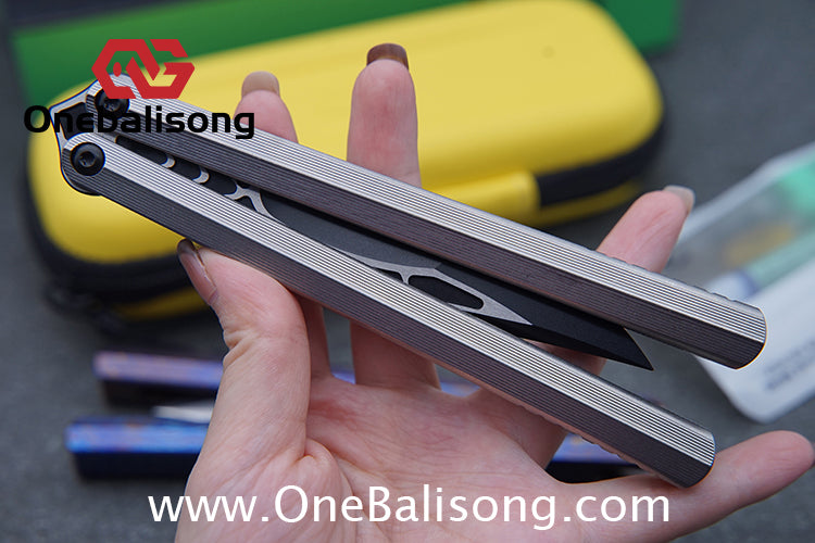 Armed Shark CK Viper Balisong Clone TC4 Titanium Alloy/Titanium Damascus Handle 14C28N MOV/Damascus Stainless Steel Fake Blade