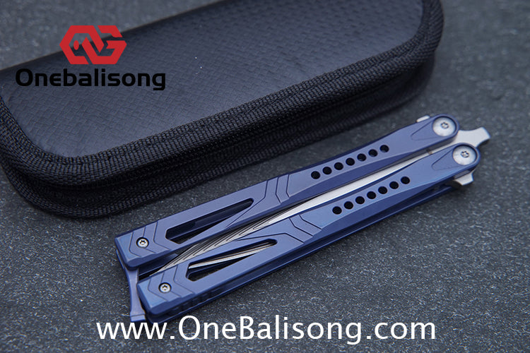 Roar Number 5 Bie Balisong TC4 Titanium Alloy Handle Steps Pattern M390/BG42 Stainless Steel Blade Sandwich Structure