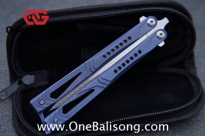 Roar Number 5 Bie Balisong TC4 Titanium Alloy Handle Steps Pattern M390/BG42 Stainless Steel Blade Sandwich Structure