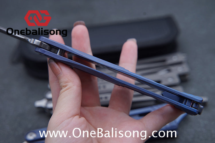 Roar Number 5 Bie Balisong TC4 Titanium Alloy Handle Steps Pattern M390/BG42 Stainless Steel Blade Sandwich Structure