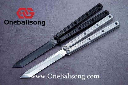 Baliplus Kraken Balisong Glossy clone Tanto/Bowie/Weekawk  live/Fake Blade Channel 7075 Aluminum Glossy Handle Bushings 9cr18