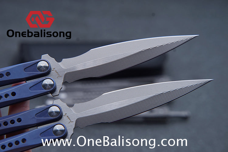 Roar Number 5 Bie Balisong TC4 Titanium Alloy Handle Steps Pattern M390/BG42 Stainless Steel Blade Sandwich Structure