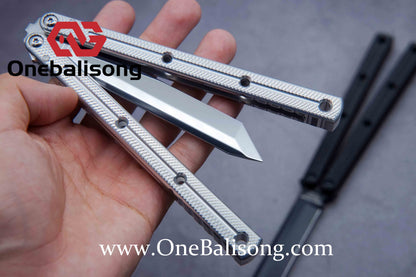 Baliplus Kraken Balisong Glossy clone Tanto/Bowie/Weekawk  live/Fake Blade Channel 7075 Aluminum Glossy Handle Bushings 9cr18