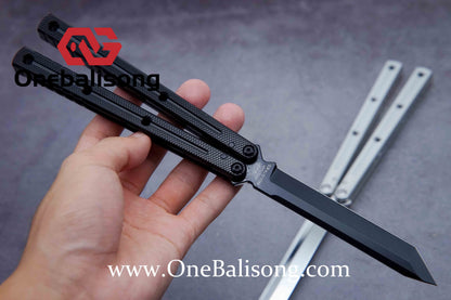 Baliplus Kraken Balisong Glossy clone Tanto/Bowie/Weekawk  live/Fake Blade Channel 7075 Aluminum Glossy Handle Bushings 9cr18