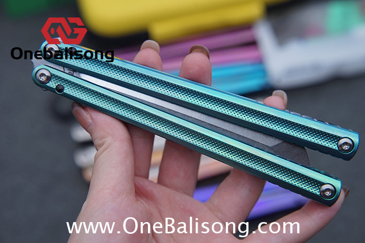 ARMED SHARK Sasaki/Sasori Fake Blade Balisong Clone TC4 Titanium Alloy Handle 14C28N MOV Stainless Steel Blade Bushing