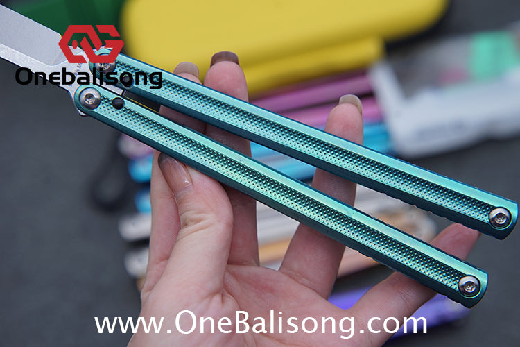 ARMED SHARK Sasaki/Sasori Fake Blade Balisong Clone TC4 Titanium Alloy Handle 14C28N MOV Stainless Steel Blade Bushing