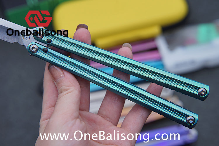 ARMED SHARK Sasaki/Sasori Fake Blade Balisong Clone TC4 Titanium Alloy Handle 14C28N MOV Stainless Steel Blade Bushing
