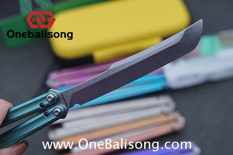 ARMED SHARK Sasaki/Sasori Fake Blade Balisong Clone TC4 Titanium Alloy Handle 14C28N MOV Stainless Steel Blade Bushing