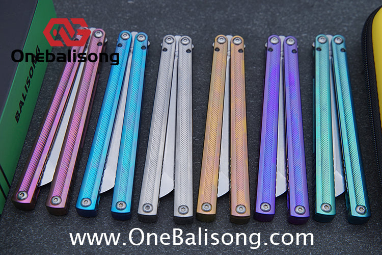 ARMED SHARK Sasaki/Sasori Fake Blade Balisong Clone TC4 Titanium Alloy Handle 14C28N MOV Stainless Steel Blade Bushing