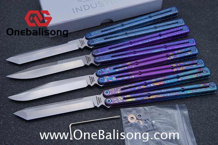 Blue River Sandwich Titanium Kraken Balisong TC4 Titanium Alloy Handle Fake Blade Bushing