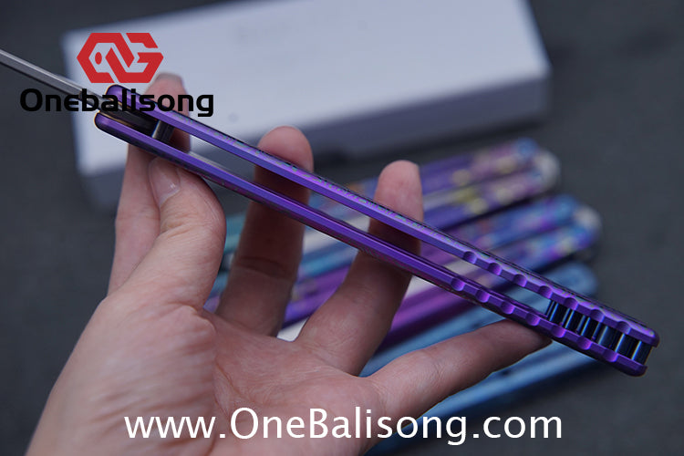 Blue River Sandwich Titanium Kraken Balisong TC4 Titanium Alloy Handle Fake Blade Bushing