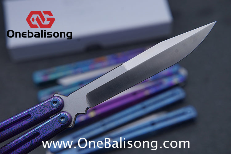 Blue River Sandwich Titanium Kraken Balisong TC4 Titanium Alloy Handle Fake Blade Bushing