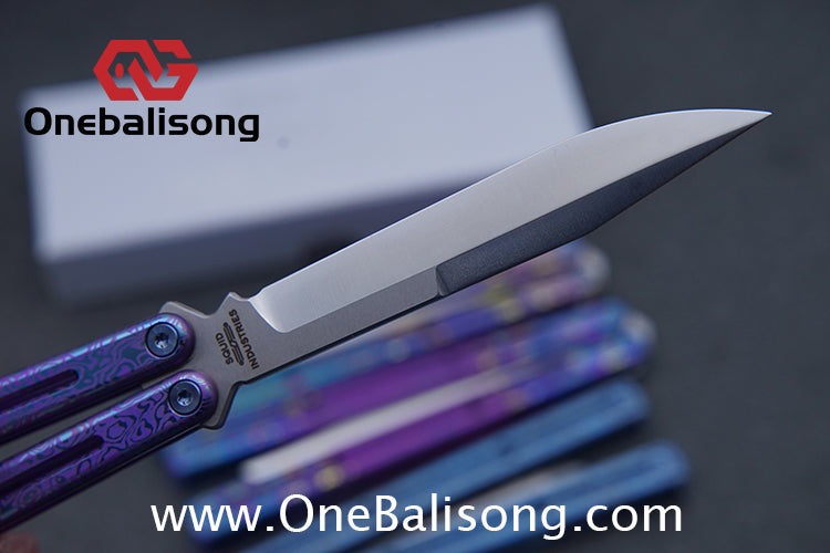 Blue River Sandwich Titanium Kraken Balisong TC4 Titanium Alloy Handle Fake Blade Bushing