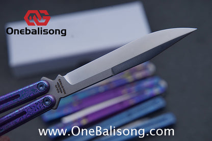 Blue River Sandwich Titanium Kraken Balisong TC4 Titanium Alloy Handle Fake Blade Bushing