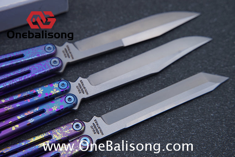 Blue River Sandwich Titanium Kraken Balisong TC4 Titanium Alloy Handle Fake Blade Bushing